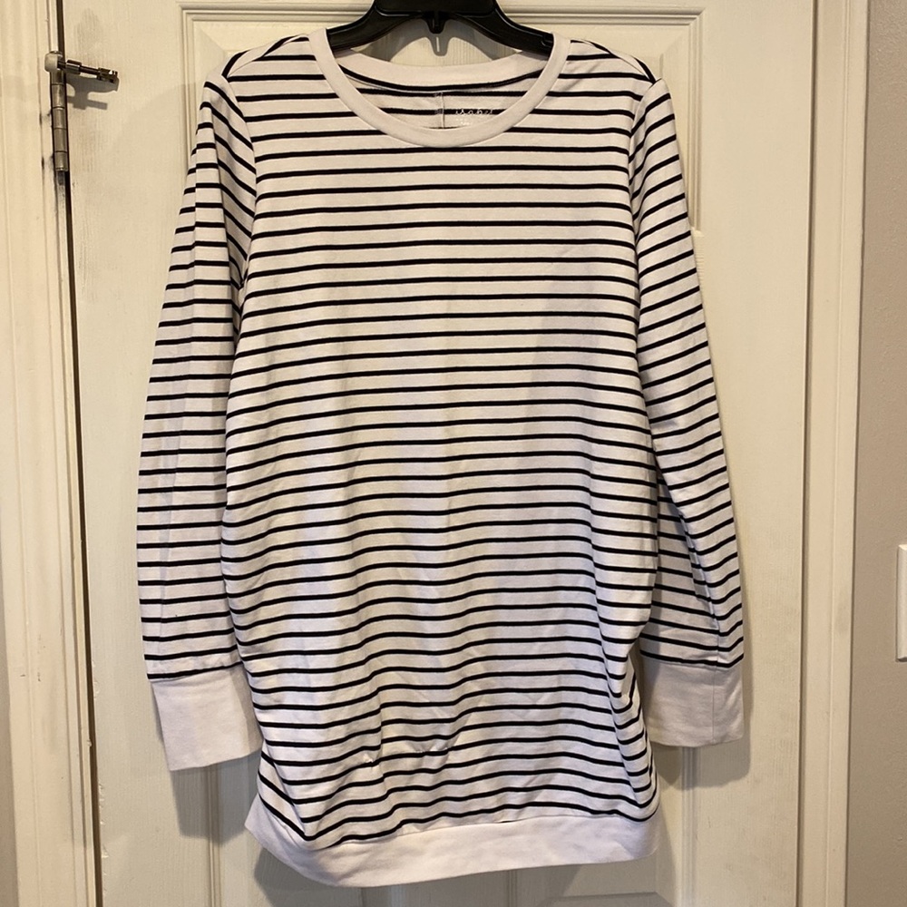 Black and white striped maternity sweatshirt size medium